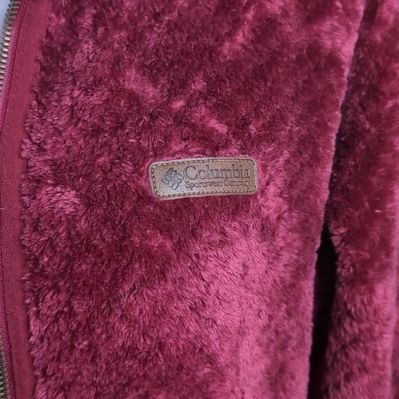 Columbia Large Maroon Sherpa Full Zip Fleece Coat - Picture 3 of 10